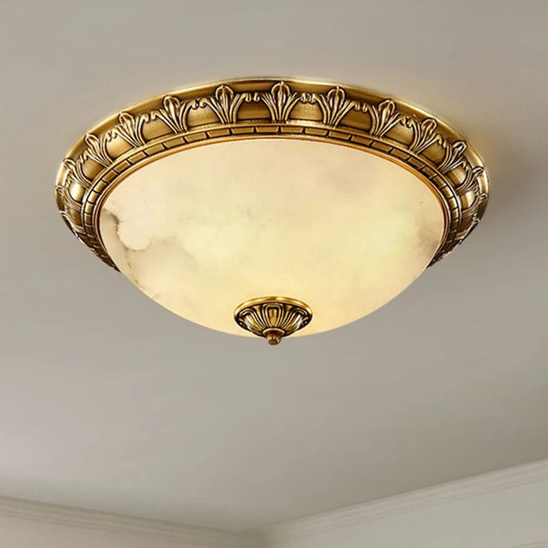 plafonnier led vintage europe sculpter en cuivre espagnol marbre - vue 3 sur 8