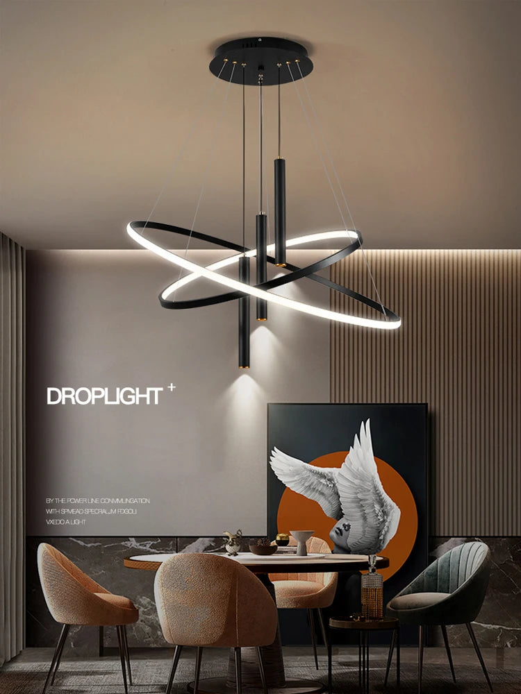 lustre rond moderne pour éclairage intérieur décoratif - vue 3 sur 15