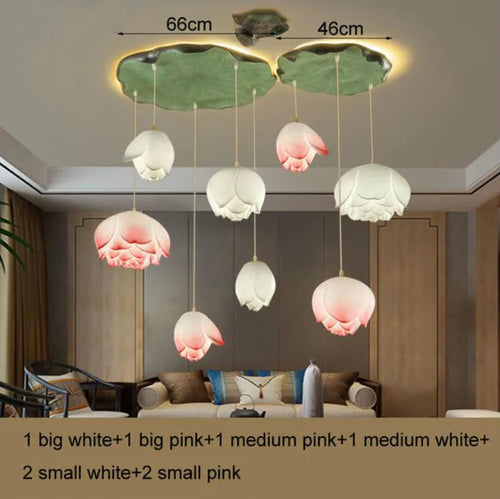 Suspension fleur Lotus style rétro LED - vue 20 sur 22