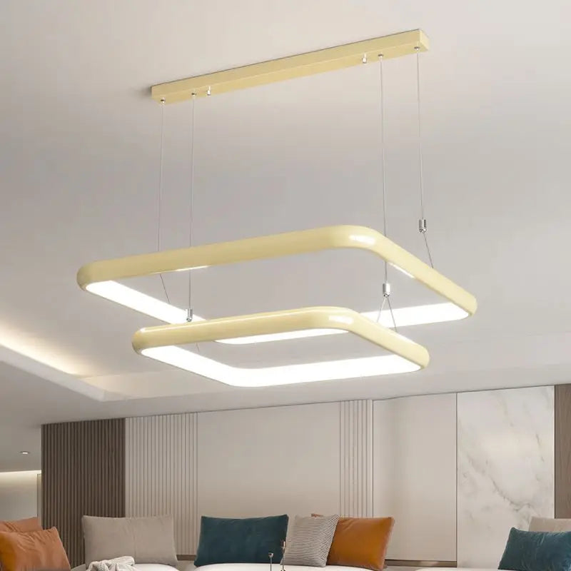 lustre moderne led suspension carrée perle pour maison - vue 3 sur 12