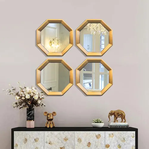 miroir octogonal décoratif imitation métal pour cheminée - vue 10 sur 10