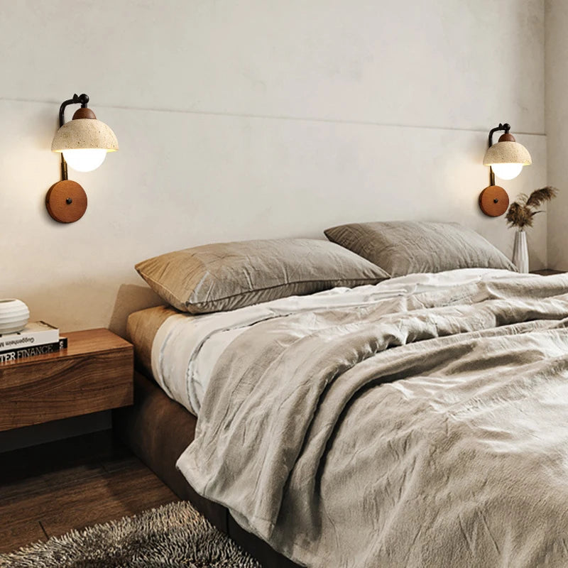Applique murale LED en travertin jaune chaud japonais - vue 3 sur 6