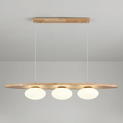 lustre en bois massif avec suspension en verre artistique pour intérieur - vue 8 sur 8