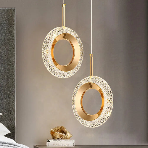 Anneau nordique suspension LED lumières intérieur lampe suspendue décor de chambre pour chevet chambre salon moderne suspension - vue 5 sur 12