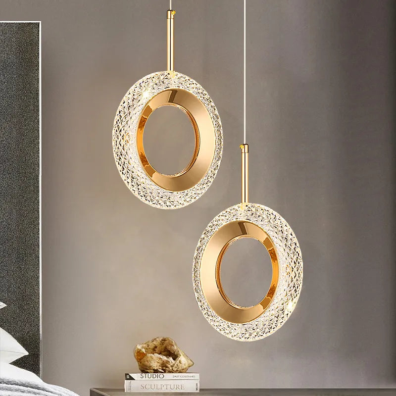 Anneau nordique suspension LED lumières intérieur lampe suspendue décor de chambre pour chevet chambre salon moderne suspension - vue 4 sur 12