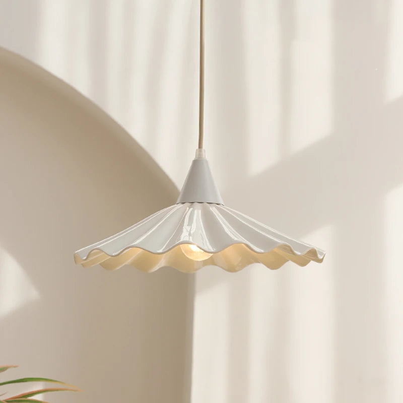 suspension LED 30 cm blanc en céramique style japonais - vue 5 sur 12