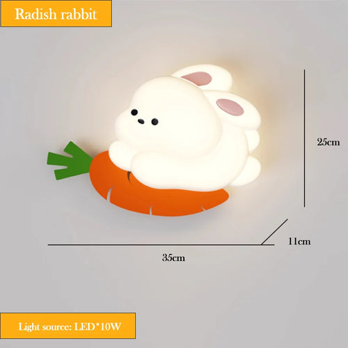 applique murale lapin radis LED pour chambre enfant - vue 9 sur 8