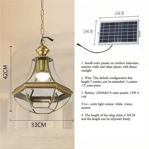 suspension extérieure Style américain Rural plein cuivre étanche lustre Villa porche solarium/couloir/balcon pavillon pavillon lampe en laiton - vue 9 sur 9