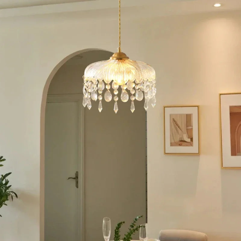 lustre vintage en cristal led design floral élégant - vue 3 sur 14