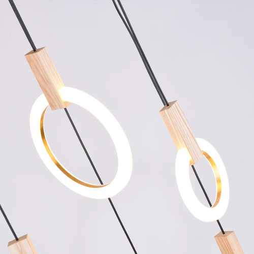 Modern Creative Led Wooden Living Room Chandelier, Bedroom Lamps Nordic Attic Chandelier, Dining Room Decorative Chandelier - vue 5 sur 6