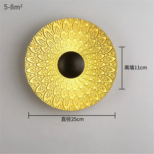 applique murale LED ronde en métal nordique décoratif pour intérieur moderne - vue 15 sur 23