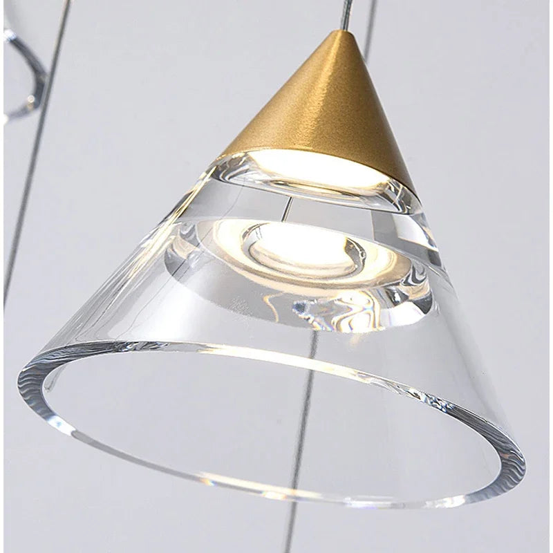 Lamp Modern Acrylic Pendant Light Fixtures Gold, Mini Pendant Lighting For Kitchen Island, Dining Room, Bedroom, Hallway, Kitch - vue 4 sur 7