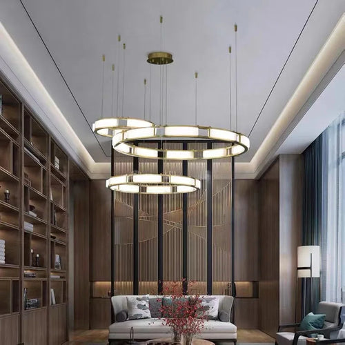 lustre rond en marbre led post-moderne à intensité réglable - vue 4 sur 10