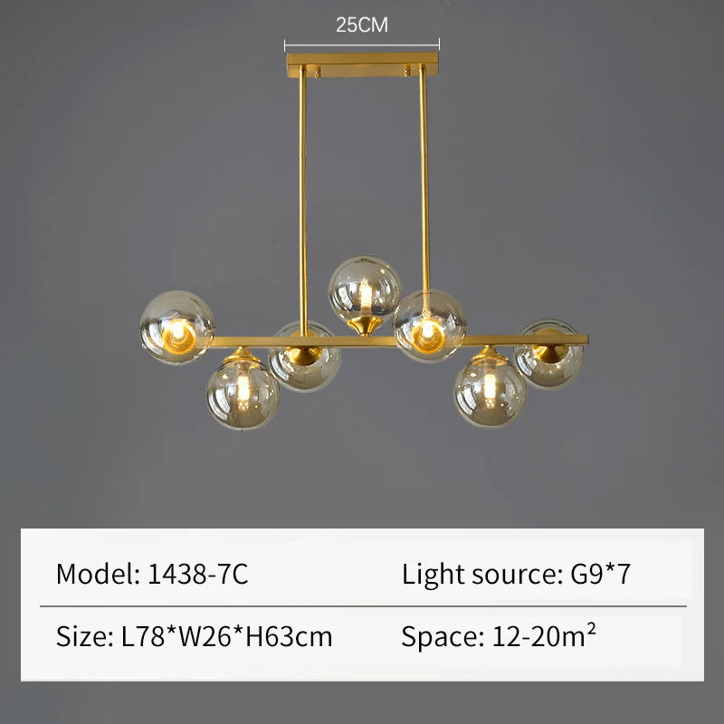 lustre led de luxe design moderne en verre