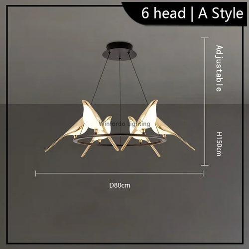 lustre led 	 art oiseau loft originalité décoration - vue 9 sur 18