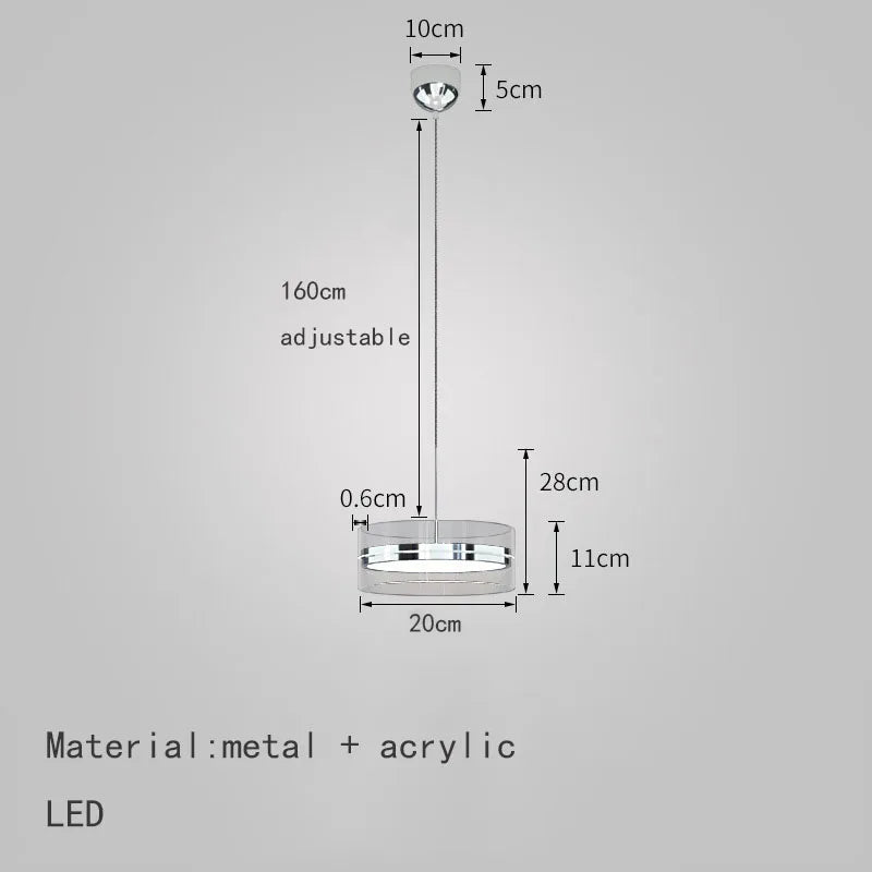 suspension led style 	 avec cordon réglable acrylique rond