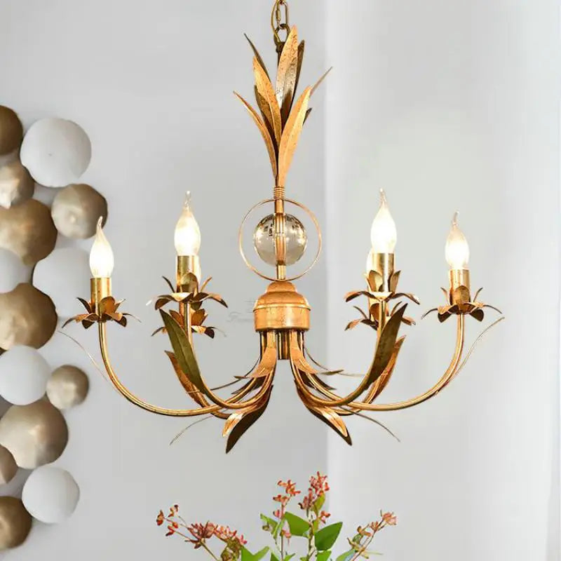 lustre en fer vintage rétro à 6 bras pour éclairage nostalgique - vue 2 sur 7