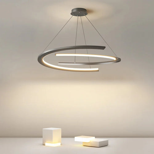 Lustre moderne simple design nordique anneau restaurant - vue 2 sur 12