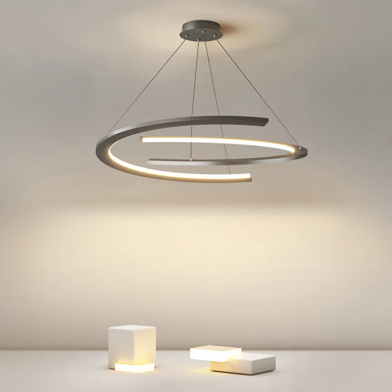 Lustre moderne simple design nordique anneau restaurant - vue 2 sur 12