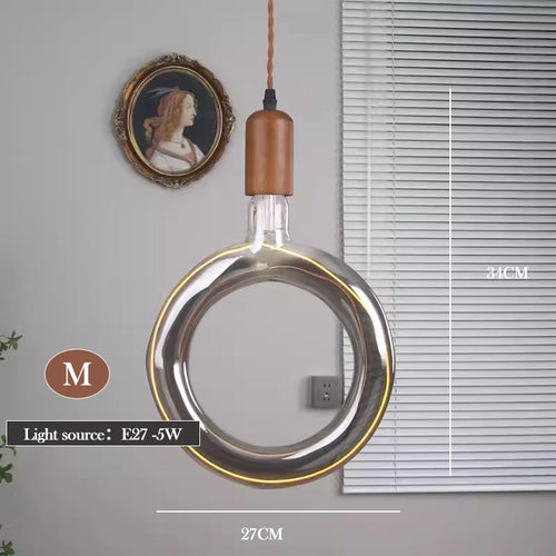 lustre en verre d'art rétro en bois massif créatif pour décoration intérieure - vue 14 sur 25