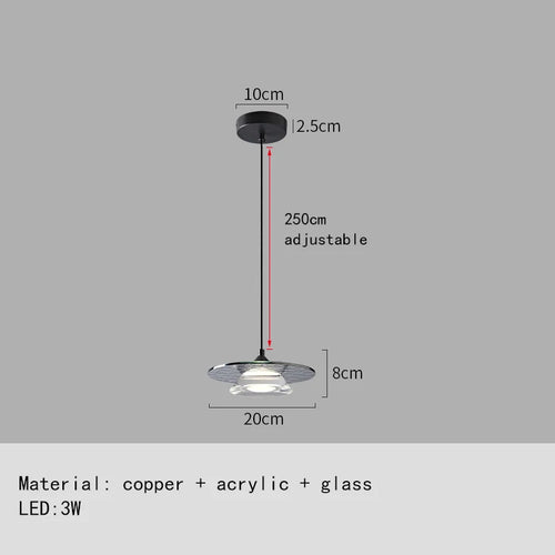 suspension led design moderne en verre et cuivre avec cordon réglable - vue 10 sur 9