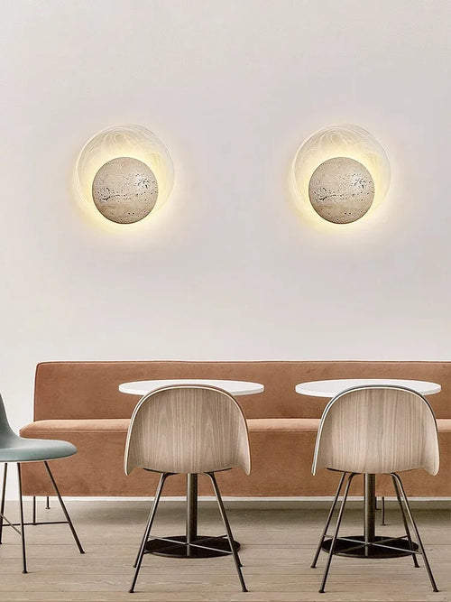 Bedroom Bedside Led Wall Lamp Sconce Light with Cave Stone and Glass - vue 4 sur 6
