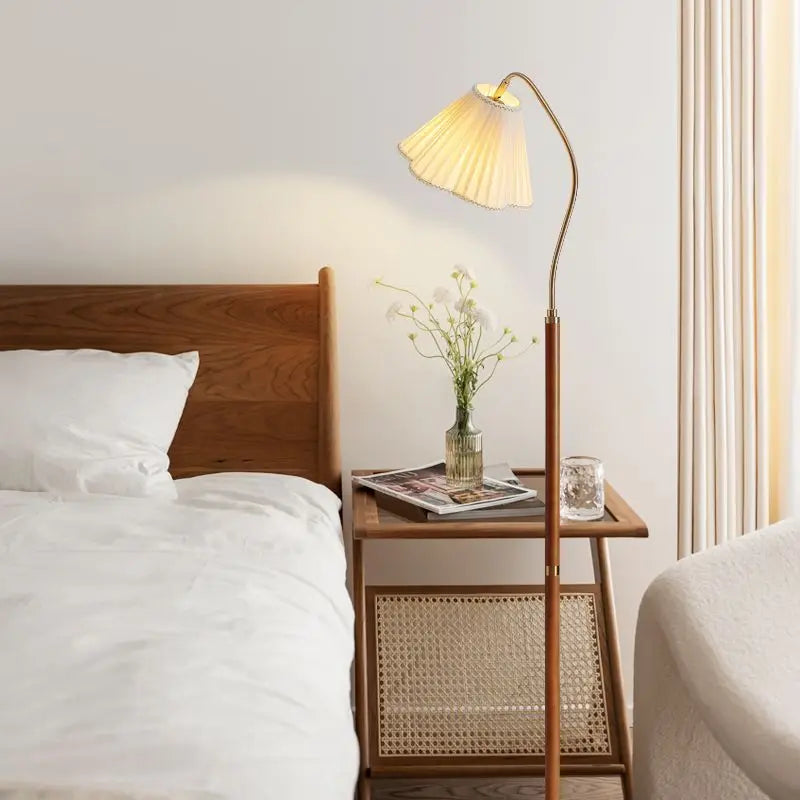 Lampadaire bois massif rétro japonais luxe haut gamme bureau chambre - vue 5 sur 8