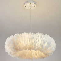 lustre à led nordique avec suspension en plumes