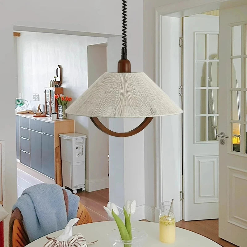 suspension 	 style en corde de chanvre bois réglable - vue 3 sur 7