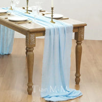 Chemin de table coton gaze vintage beige mariage