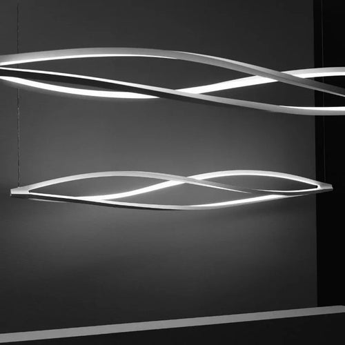 SANDYHA nordique longue bande salle à manger lustre créatif vague Style Art lampara De Techo Led Para Sala étude barre suspension - vue 4 sur 10