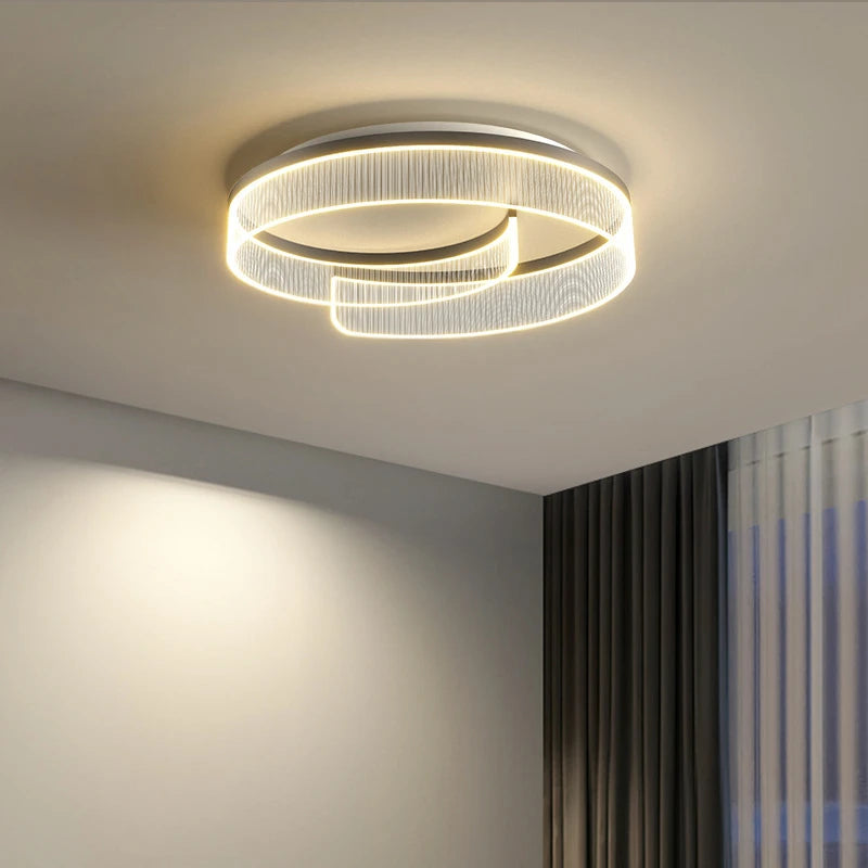 plafonnier led moderne abat-jour rond en acrylique transparent décoratif - vue 4 sur 7