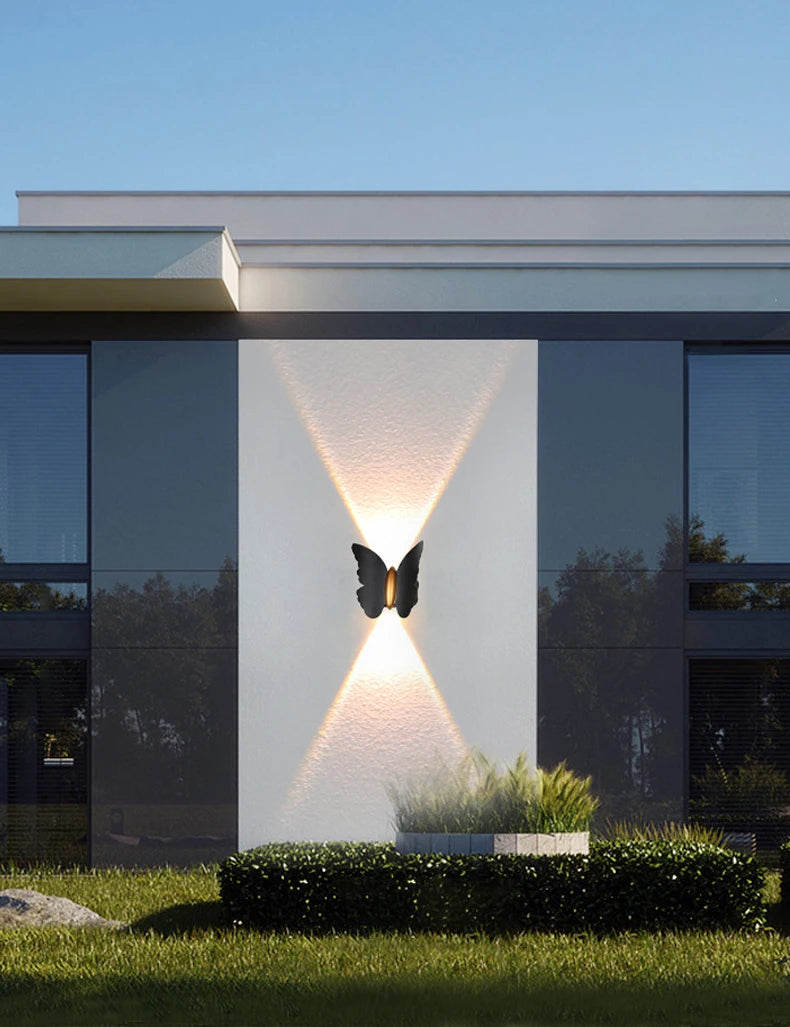 applique murale étanche design papillon pour éclairage extérieur moderne - vue 2 sur 7