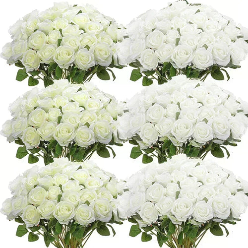 lot de 50 roses artificielles en soie pour décoration et événements festifs - vue 19 sur 24