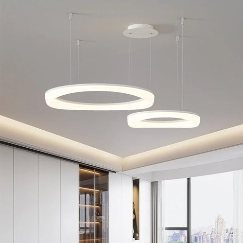 lustre circulaire à led design nordique moderne et créatif - vue 5 sur 20