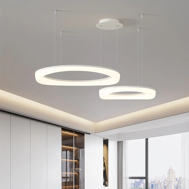 lustre circulaire à led design nordique moderne et créatif - vue 4 sur 20
