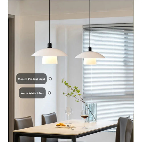 Lamp Glass Pendant Light,with Handblown White Art Glass Shade Adjustable Cord Black Finish Modern Hanging Pendant Light For Kitc - vue 6 sur 7