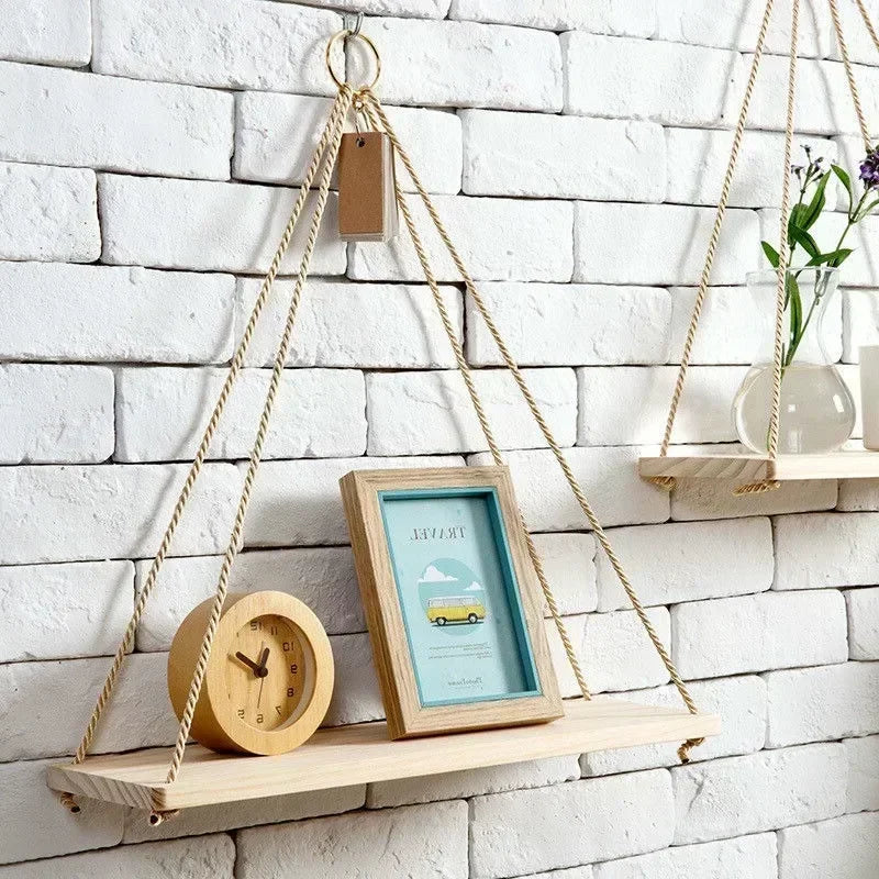 balançoire murale en corde et bois pour décoration nordique - vue 2 sur 13