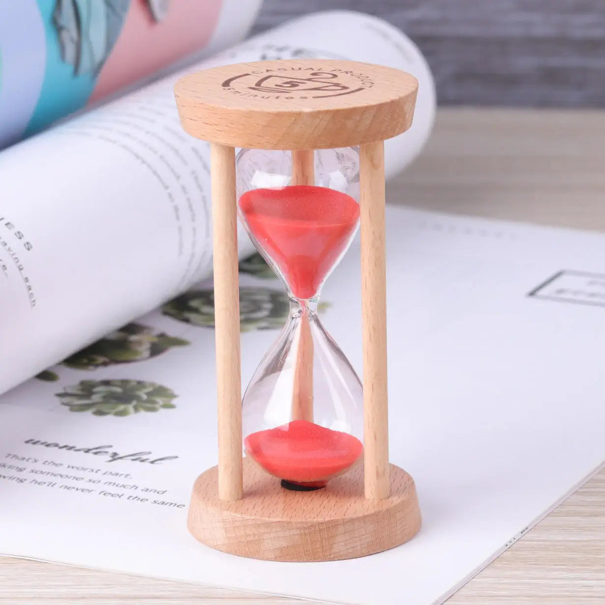 sablier en bois décoratif minuterie créative pour enfants - vue 2 sur 12