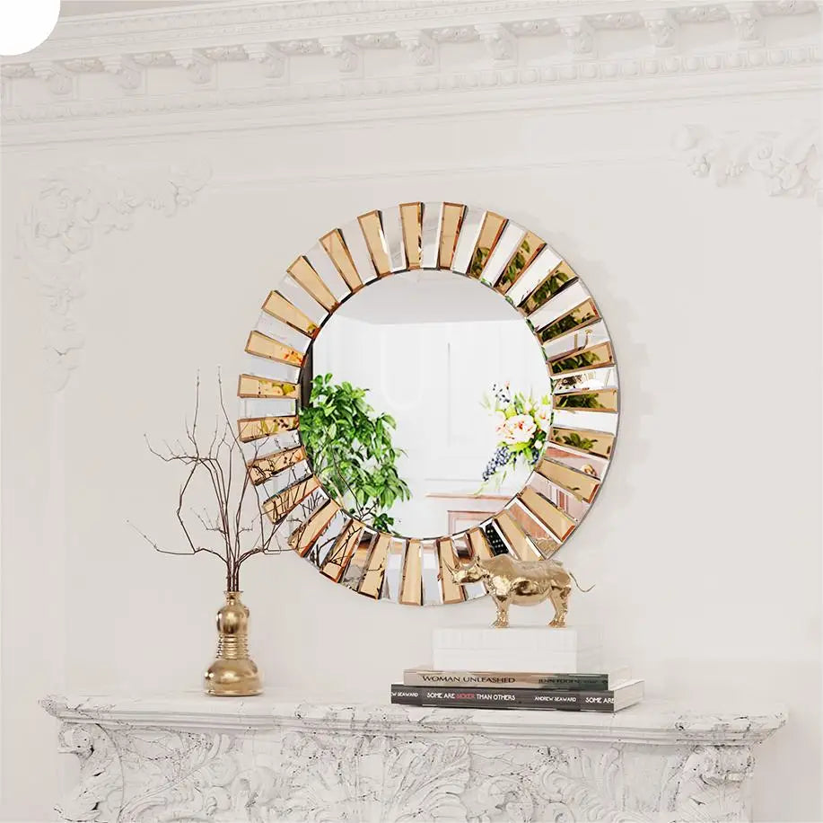 miroir mural décoratif rond en forme d'étoile pour une touche élégante - vue 3 sur 6