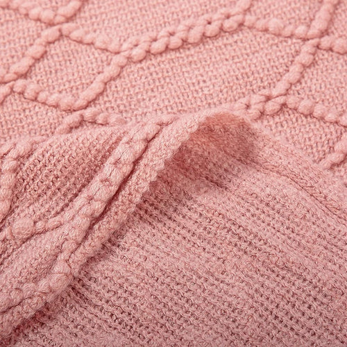 plaid tricot léger pompons style cosy canapé lit - vue 6 sur 6