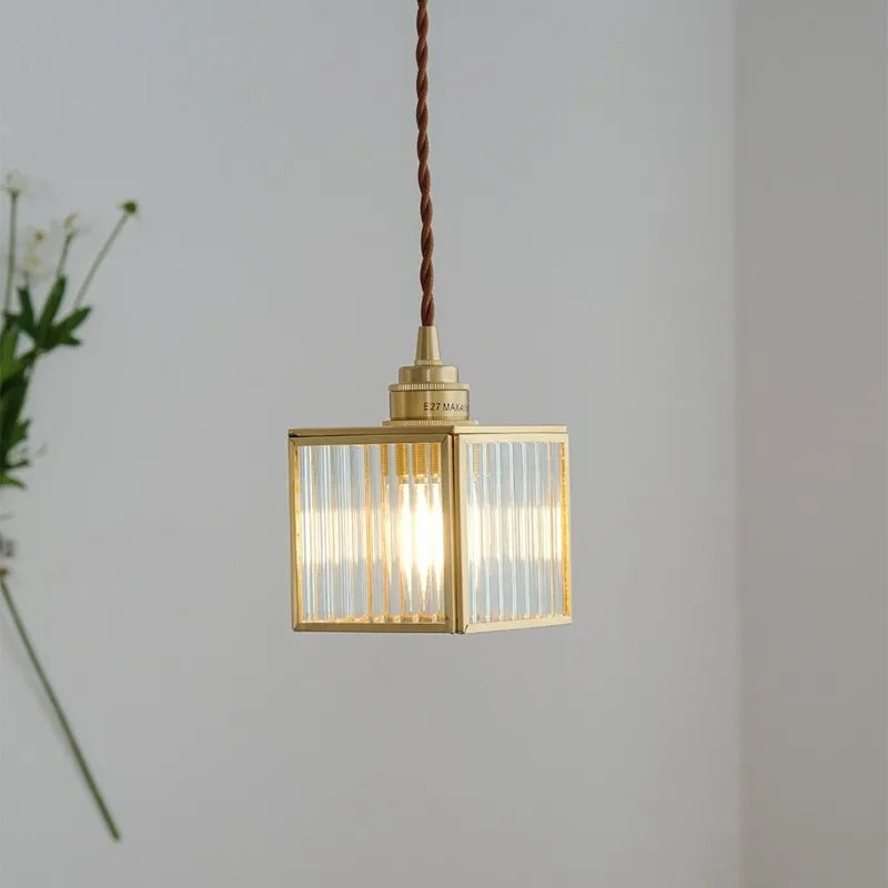 suspension vintage en cuivre avec verre pour éclairage intérieur - vue 3 sur 9