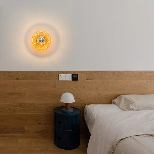Applique murale en verre led nordique ondulations d'eau ronde - vue 3 sur 8