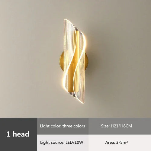 Moderne luxe créatif acrylique applique murale LED lumière or noir applique pour allée applique chambre chevet couloir décor à la maison - vue 11 sur 11