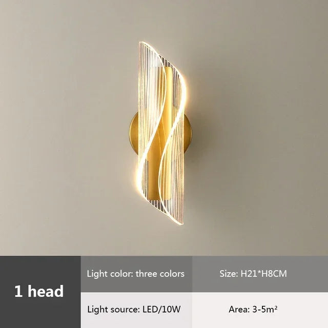 Moderne luxe créatif acrylique applique murale LED lumière or noir applique pour allée applique chambre chevet couloir décor à la maison - vue 10 sur 11