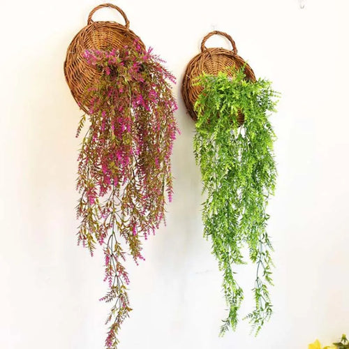 jardinière murale en rotin et osier fait main pour plantes - vue 3 sur 28