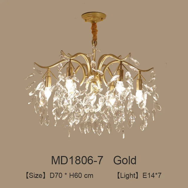 lustre nordique led en cristal de luxe décoration - vue 8 sur 14