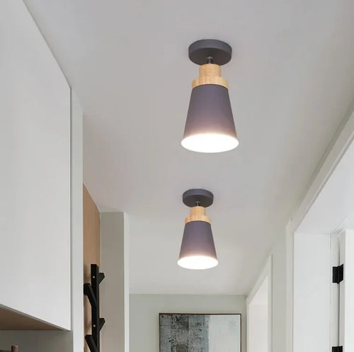 lampe nordique en bois massif style macaron pour restaurant bar - vue 2 sur 6