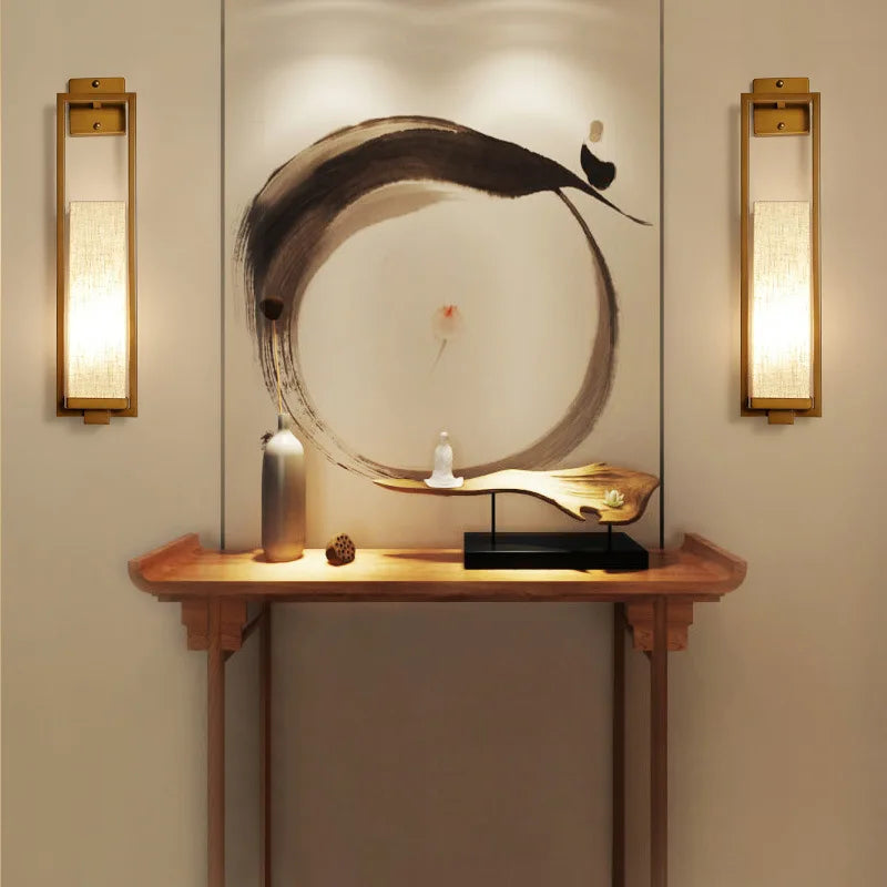 applique murale style chinois de chevet salon chambre couloir hôtel mur escalier lampe e27 tissu - vue 5 sur 5