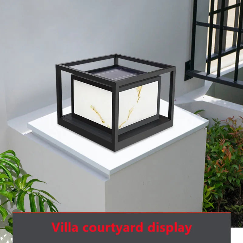 lampe de jardin en marbre solaire étanche pour extérieur - vue 3 sur 14